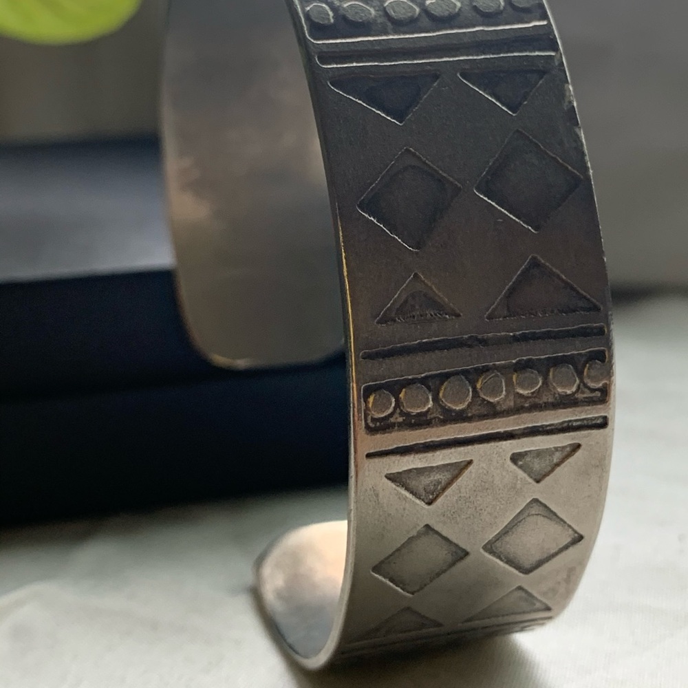 Solid Silver Moroccan Bracelet, African Cuff - image 3